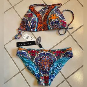LA BLANCA Swim Suit Reversible Bikini Triangle Top Size 6